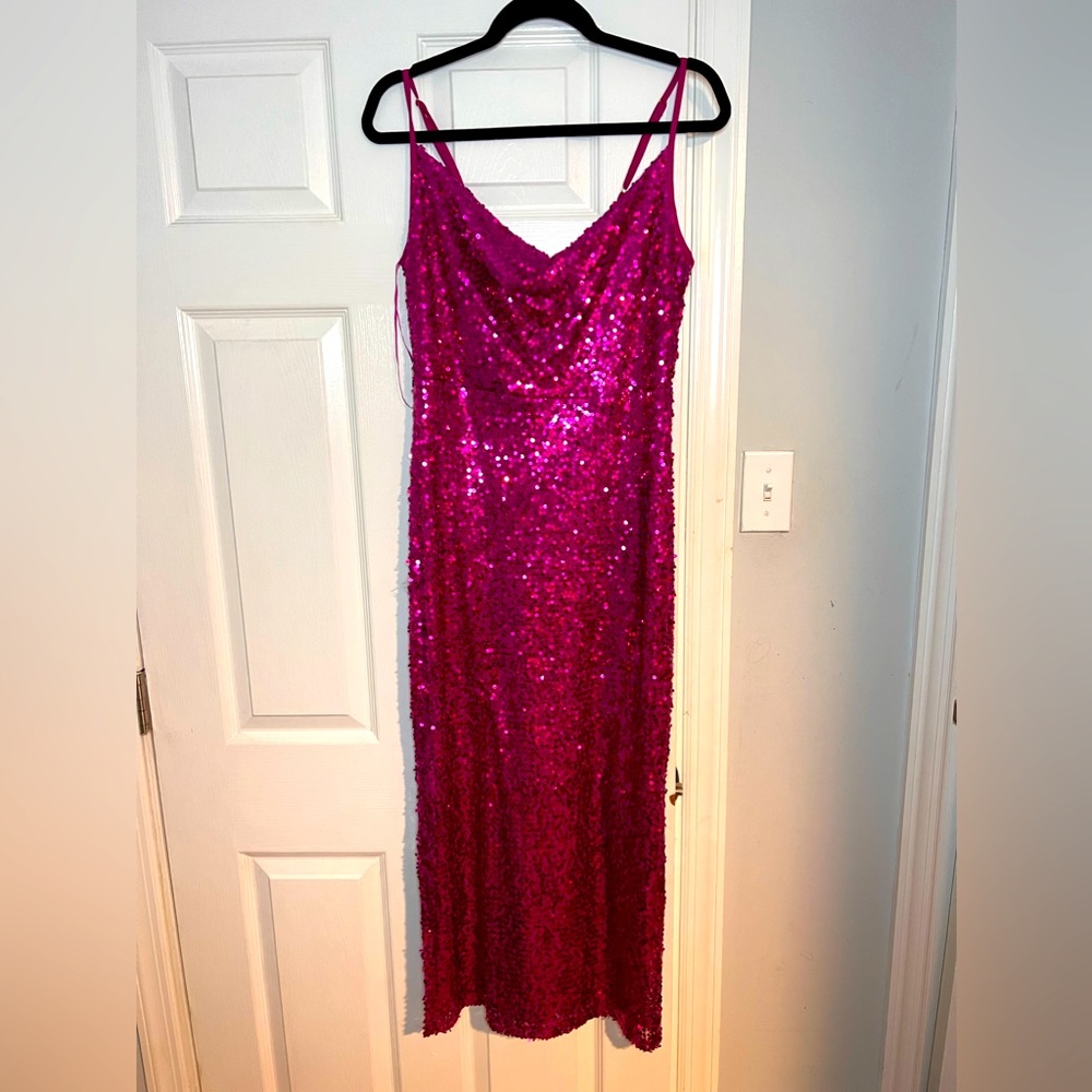 Taylor Fuscia sequin dress - worn once